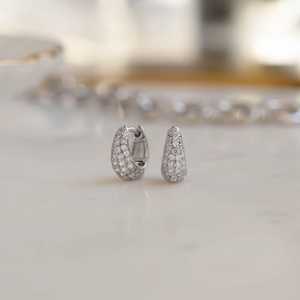 Best Selling Diamond <b>Huggie</b> Earrings Small Hoop Dainty Gold <b>Silver</b> Moissanite Earrings Minimalist Jewelry Christmas Gift for Her - Product Image 6