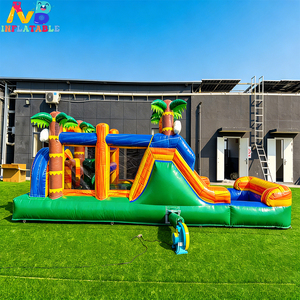 Structure gonflable commerciale en PVC pour parc aquatique, avec toboggan sec et aquatique, idéale pour la location événementielle - Product Image 2
