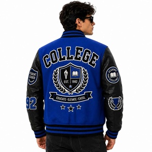 OEM Maßgeschneiderte Varsity-Jacke mit Gesticktem Team-Logo Wollkörper Lederärmel Unisex Streetwear College-Mode Varsity-Jacke - Product Image 4