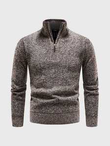 Pull à col montant et demi-zip pour homme, pull en tricot élégant à fermeture éclair pour l'automne et l'hiver, pull zippé confortable et polyvalent pour homme - Product Image 6