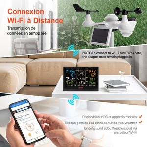 Stazione Meteo Domestica Wi-Fi 7-in-1 per Interni ed Esterni con Display a Colori da 7,5 Pollici, Sensore Solare Wireless per Monitoraggio Prodotti - Product Image 3