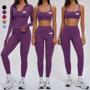 Ensemble de yoga 2 pièces en Spandex et Nylon respirant, ensemble de yoga 3 pièces en Spandex et Nylon, ensemble de yoga écologique en Spandex taille mi-haute - Product Image 5