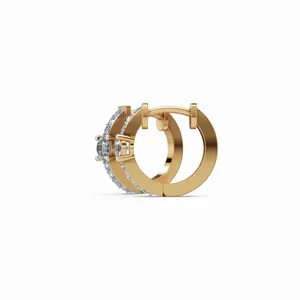 ต่างหูเพชรทรงห่วง รุ่น Marie Diamond Hoops ประดับเพชร 16 เม็ด ต่างหูเพชรทรงกลม ต่างหูทองคำ 18K สีเหลือง สำหรับผู้หญิง - Product Image 3