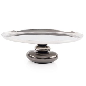 Round Metal <b>Cake</b> <b>Stand</b> with Twisted Edge Design Silver Finish Elegant Dessert Display Base - Product Image 2