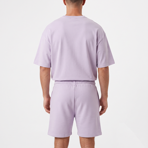 Ensemble décontracté homme été nouveau style : T-shirt à manches courtes à carreaux avec logo personnalisé et short droit ample grande taille - Product Image 3