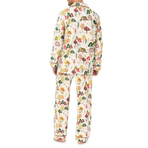 Nouvel arrivage Ensemble de pyjama homme classique en jersey de coton biologique confortable et extensible imprimé personnalisé respirant deux pièces pour l'automne pour la maison - Product Image 4