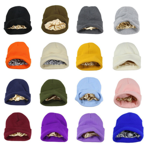Bonnet en satin rafraîchissant pour l'été, doublure de casque respirante et légère, bonnet doublé en satin pour l'hiver, tricoté double couche - Product Image 5