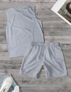 Men's Beach Style Two-Piece <b>Set</b> with Gradient Sleeveless Tank Top and Shorts <b>Knitted</b> Breathable Fabric for Summer Casual Wear - Product Image 4