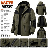 Veste chauffante zippée à col montant fin, coupe-vent, avec port USB frontal, en polaire, pour homme, idéale pour le travail en hiver