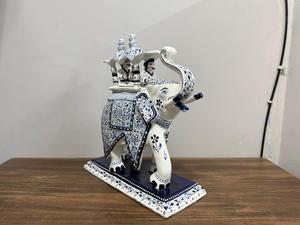 Handmade Blue Pottery Ambabari <b>Elephant</b> Statue | Metal Decorative Royal Howdah | Modern Design Graduation New Year Home <b>Decor</b> - Product Image 4