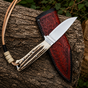 Couteau à lame fixe artisanal personnalisé avec manche en corne et étui en cuir véritable – Couteau de survie pour le camping en plein air - Product Image 6