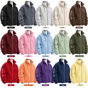 Chaqueta Unisex de Forro Polar con Cierre, Cuello Alto, Logotipo Personalizado Bordado, Resistente al Viento, 300g, Abrigo Cálido de Invierno, Color Sólido, Corte Regular - Product Image 6