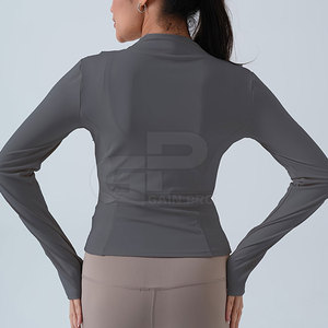 Comfortable Women <b>Yoga</b> <b>Jacket</b> Long Sleeve Quick Dry Stretch Fabric Slim Fit Zippered <b>Jacket</b> For <b>Yoga</b> - Product Image 4