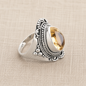 Natural Citrine Gemstone <b>Ring</b> <b>925</b> Sterling <b>Silver</b> Vintage Boho Statement <b>Ring</b> Yellow Rose Gold Plated Jewelry Christmas gift her - Product Image 6