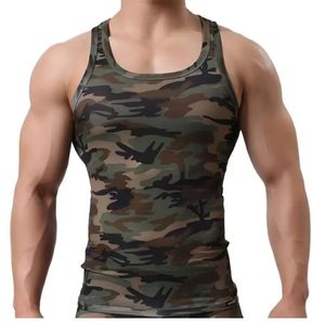 Camiseta sin mangas de camuflaje para hombre, camiseta muscular transpirable de algodón para entrenamiento en gimnasio, entrenamiento físico, informal de verano - Product Image 1