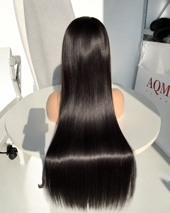 Peluca de Cabello Humano Virgen Vietnamita Liso Largo Negro Natural con Encaje Frontal HD de 250% de Densidad para Mujer, 13x4, Pre-Arrancada, Sin Pegamento - Product Image 1