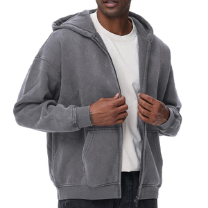 Premium Acid Wash Men's Heavyweight Zip Up Hoodie Vintage Style Streetwear Tracksuit High Quality Custom Apparel Supplier - Product Image 5