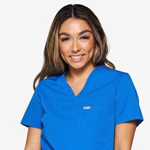 Conjunto de Uniforme Médico Azul para Mujer, Top con Cuello en V y Pantalones, Tela Elástica, Protección Contra Pinchazos de Agujas, Ropa de Hospital - Product Image 2