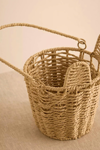 Cesta Tejida Pequeña con Asa Trenzada, Centro de Mesa Orgánico para Decoración de Pascua - Product Image 4