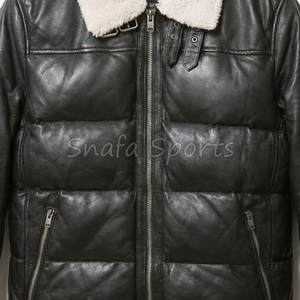 Custom Luxury Leather <b>Jacket</b> <b>Men</b> Bomber Real Sheepskin Shearling Coat Winter Warm Fur Lined Flight Top <b>Jacket</b> - Product Image 3