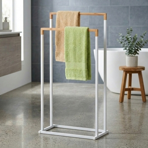 MIT Housewares Porte-serviettes double en bambou de luxe Meubles de rangement modernes avec cadre en métal disponibles en gros pour les ménages - Product Image 1