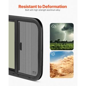 Finestra Scorrevole Orizzontale per Camper 24''L x 20''A con Rete e Anello di Fissaggio, Spessore Parete 15/16''-1 3/4'', Accessori Esterni per Camper - Product Image 4