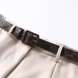 Nouvelle Collection Printemps 2026 – Short Femme Décontracté Taille Haute Uni avec Ceinture et Fermeture Éclair - Product Image 5