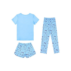 Ensemble pyjama pour bébé fille avec imprimé girafe mignon, t-shirt, short, pantalon, vêtements en coton respirant, col rond, manches courtes, vêtements d'été, 3 pièces - Product Image 6