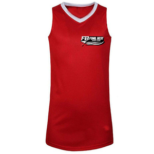 Derniers modèles d'uniformes de basketball pour hommes de haute qualité, logo personnalisé, couleur unie, respirant, écologique, séchage rapide, col en V, 260g - Product Image 6