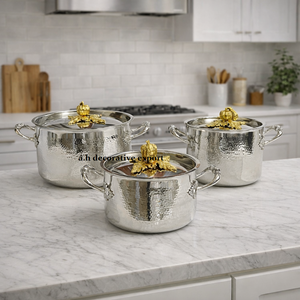 Ensemble de casseroles et poêles de luxe en acier inoxydable martelé de style européen, écologiques, compatibles gaz et induction, pour la maison et l'hôtellerie - Product Image 5