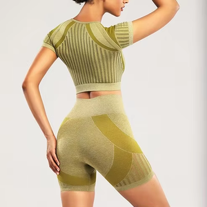 Nouveaux shorts de sport pour femme à taille haute en V, avec logo personnalisé, pour la course, effet push-up fessier, compression ventre plat, shorts de compression Vision - Product Image 3
