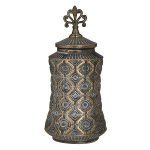 Antique Style Metal Ginger <b>Jar</b> With Lid Embossed Floral Geometric Design Decorative Storage <b>Jar</b> For Home Decor and Gift Use Pot - Product Image 1