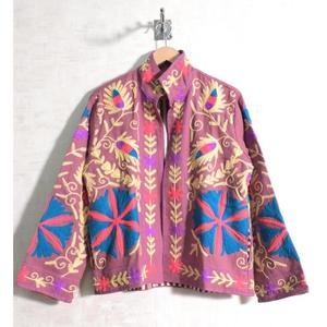 Chaqueta Bordada a Mano Suzani para Mujer, Estilo Boho Vintage, Abrigo Étnico Colorido para Festivales - Product Image 2