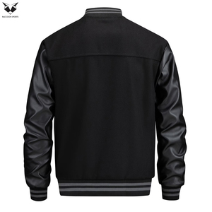 Custom Wholesale Men's Varsity Jacket Premium Wool Body PU Leather Sleeves Embroidery Letterman Jacket Streetwear - Product Image 2