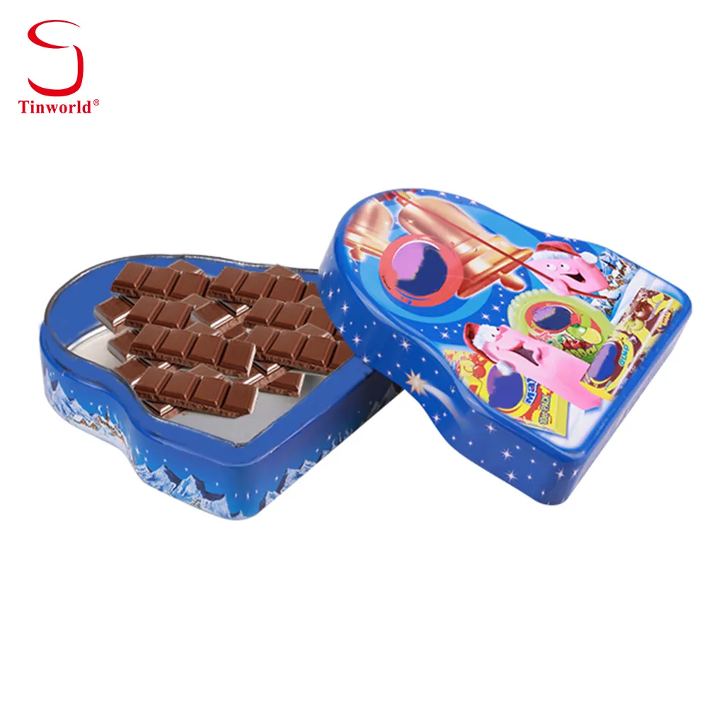 फैक्टरी कस्टम टिनप्लेट कार्टून भंडारण कंटेनर अनियमित आकार धातु चॉकलेट के लिए लक्जरी चॉकलेट बॉक्स की पैकेजिंग कर सकती है