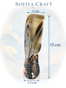 SOFIYA CRAFT Modern Eco-Friendly Handmade Buffalo Horn <b>Hair</b> Comb Engraved Phoenix <b>Massage</b> <b>Brush</b> Anti-Static Natural Craft Gift - Product Image 4