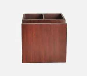 Galvanized Metal Cutlery Caddy Wooden Handle Modern Square Standing Portable Multi Compartment Flatware Organizer Kitchen Holder - Product Image 5