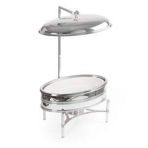 ถาดอุ่นอาหารสแตนเลสทรงรีแบบแขวน พร้อมฝาปิดหรูหรา ขัดเงาอย่างดี พร้อมขาตั้ง สำหรับงานจัดเลี้ยงระดับไฮเอนด์ - Product Image 3
