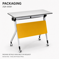 Table de formation mobile avec panneau de discrétion jaune et roulettes, plateau gris clair pour bureaux, salles de réunion et espaces d'apprentissage