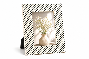 Modern Resin Photo <b>Frame</b> Rectangular Brown <b>White</b> Diagonal Stripe Design Tabletop Vertical Display <b>Picture</b> <b>Frame</b> - Product Image 4