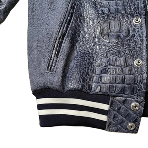 Wholesale Manufacture Custom Men's Crocodile Embossed Cowhide <b>Suede</b> Premium Quality Varsity <b>Jacket</b> For Men's - Product Image 3