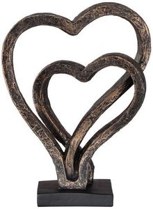 Escultura de Corazones Entrelazados, Acabado Bronce, Decoración de Mesa de Lujo, Adorno para Hogar u Oficina, Pieza de Arte Decorativa - Product Image 1