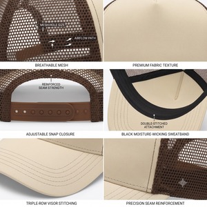 OEM Manufacturer Custom Custom Embroidered Logo Trucker <b>Cap</b> Perforated Mesh Back Polyester Front Panel For Casual - Product Image 5