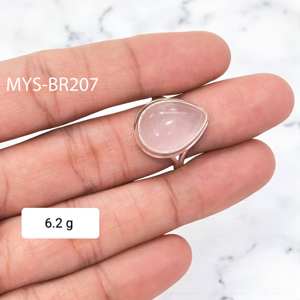 Anillos Hechos a Mano con Cuarzo Rosa en Corte Pera Natural, Anillos Boho de Plata de Ley 925 y Joyería de Plata a Precio de Mayoreo - Product Image 1