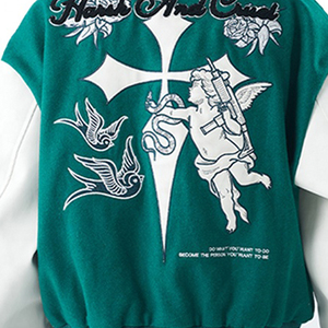 Adult Letterman <b>Jackets</b> Premium Quality Breathable Fabric Crew Neck Design Made in Pakistan - Product Image 4