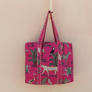 Luxury Jungle Animal Print Cotton Lightweight <b>Long</b> Handle Tote <b>Bag</b> For Women Travel Shopping Everyday Use <b>Bag</b> - Product Image 5