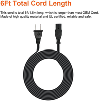 Câble d'alimentation CA C7 à 2 broches en forme de 8 pour TV, Xbox, PS3, PS4, PS5, homologué ETL, 1,8 m, cordon d'alimentation IEC C7 pour haut-parleur multimédia