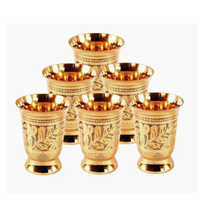 Ensemble de 4 verres à vin vintage en laiton de qualité supérieure, faits à la main, avec tige incurvée, finition dorée, pour les occasions de mariage - Product Image 3