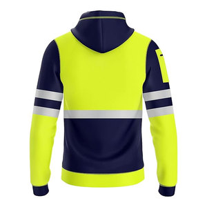 Vêtements de travail haute visibilité en polyester avec fermeture éclair, sweats à capuche réfléchissants à fermeture éclair sur le devant pour hommes, vente en gros - Product Image 4