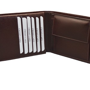 High Quality Men's Slim Short Bifold Cardholder Striped Genuine Leather <b>RFID</b> <b>Blocking</b> Button Fashionable Multi-Function <b>Wallet</b> - Product Image 2